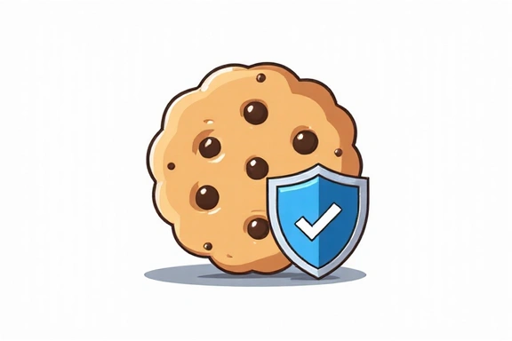 Ikona ciasteczka z tarczą ochronną symbolizująca prywatność